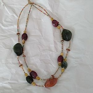 Double strand bead necklace